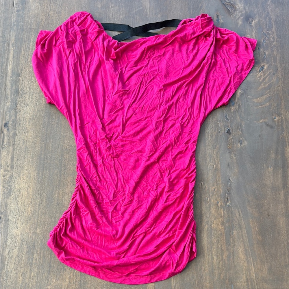 Bebe Pink Ruched Cowl-neck Mini Dress